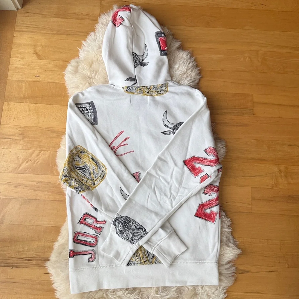Jordan White Hoodie with Red Logo, men’s small